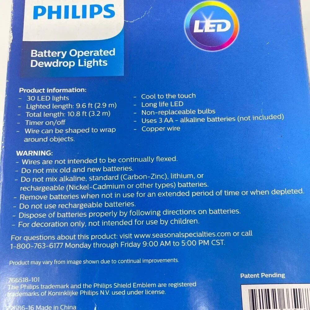 Philips Battery Operated Dewdrop Lights Indoor/Outdoor Decor Various Colors